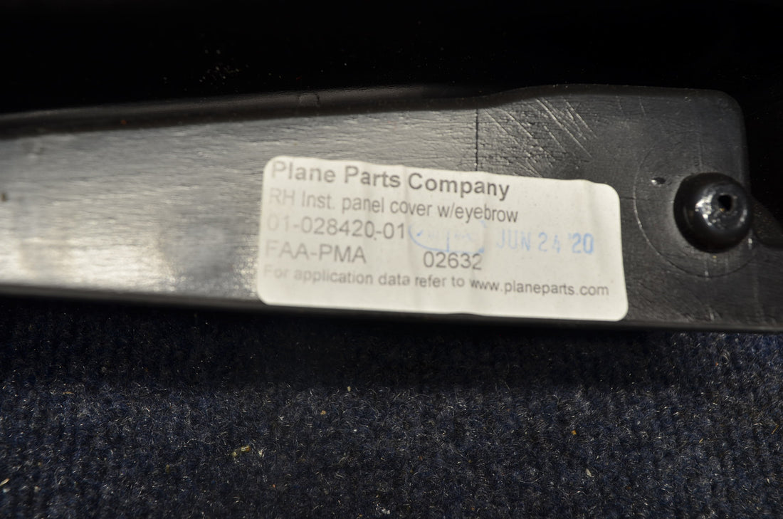 Used aircraft parts for sale 01-028420-00 PIPER PA-28-140 INSTRUMENT PANEL COVER W/ EYEBROW /1969-1937