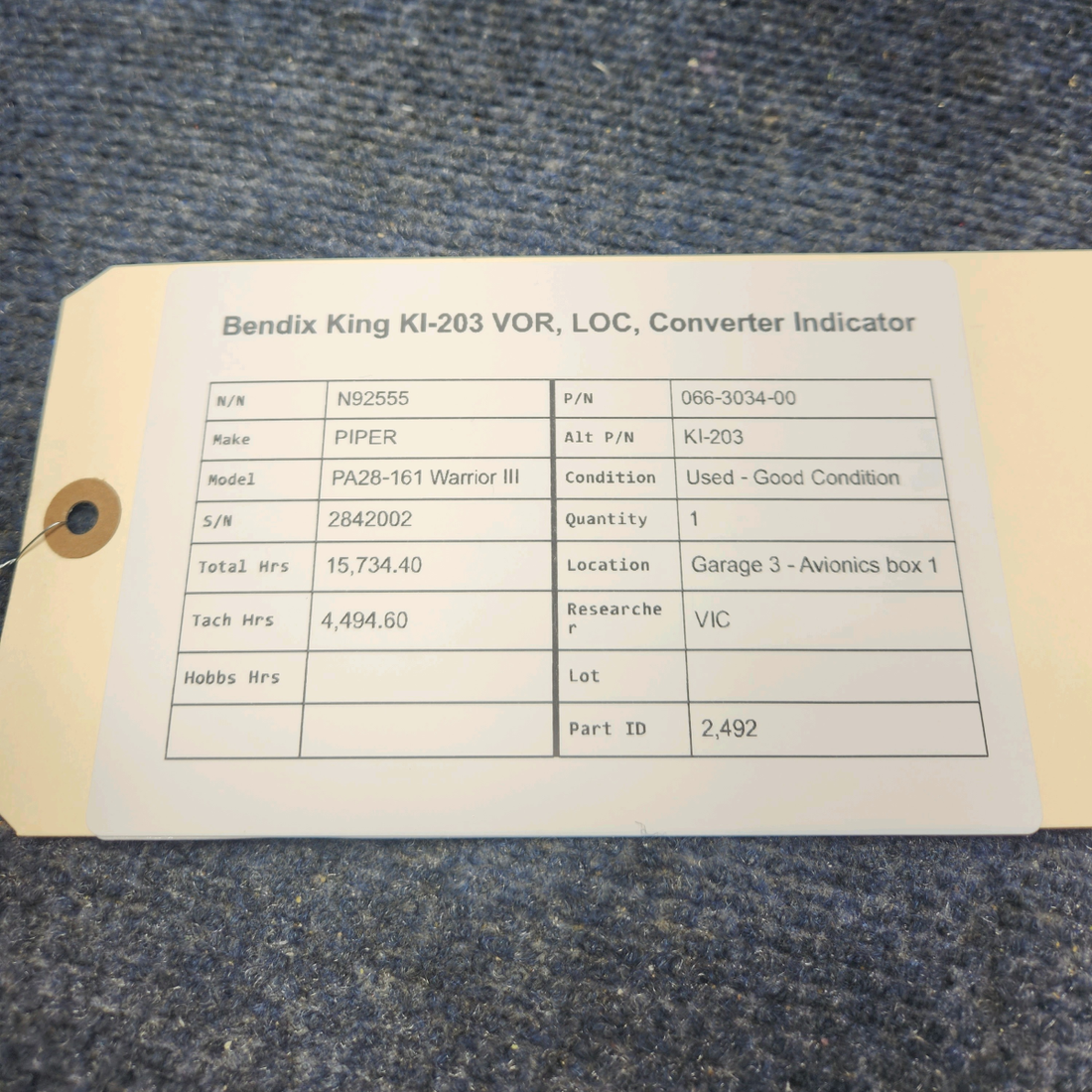 Used aircraft parts for sale, 066-3034-00 Bendix King PIPER PA28-161 Warrior III KI-203 VOR LOC CONVERTER INDICATOR