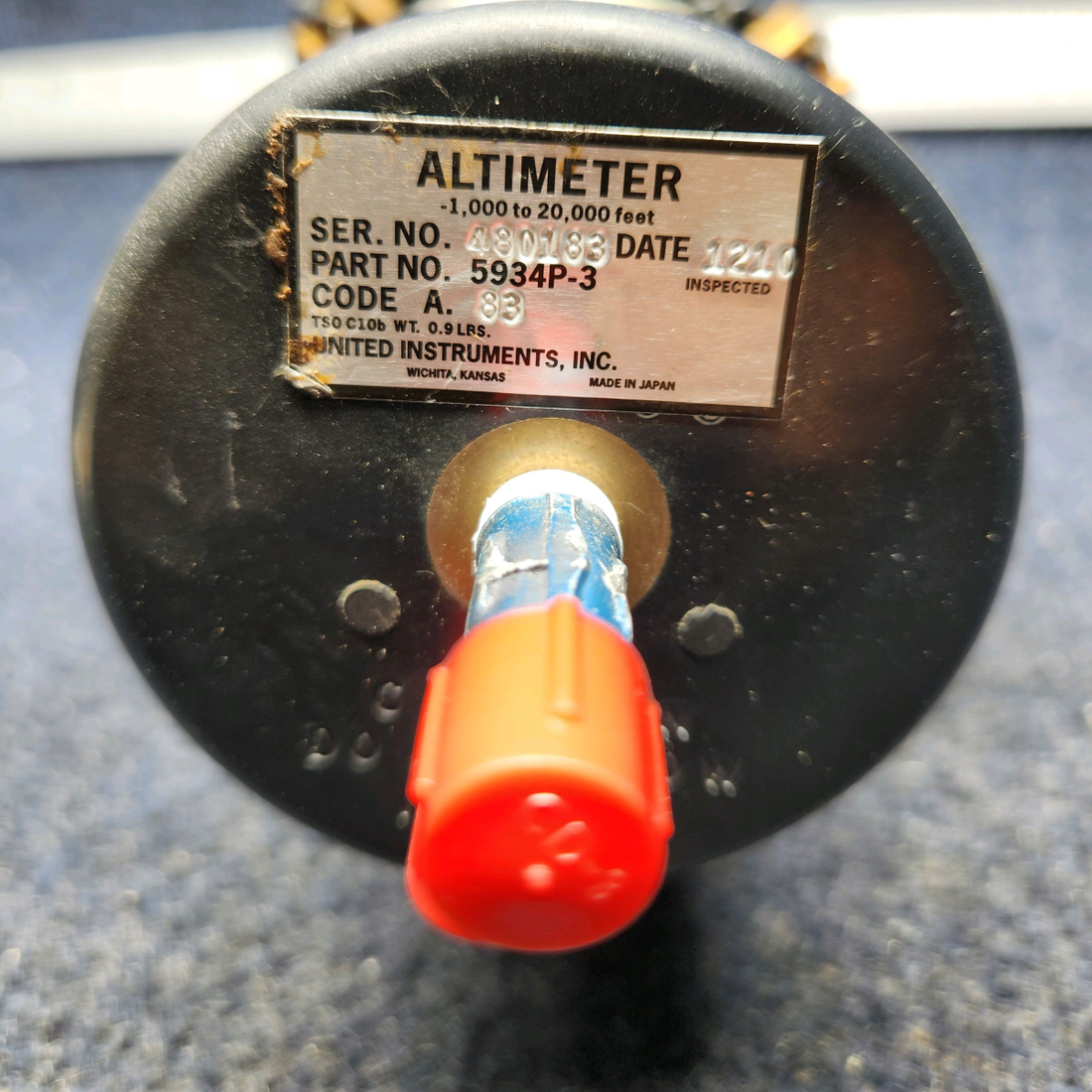 Used aircraft parts for sale, 5934P-3 PIPIR PA32RT-300 UNITED INSTRUMENTS ALTIMETER ALTITUDE GAUGE