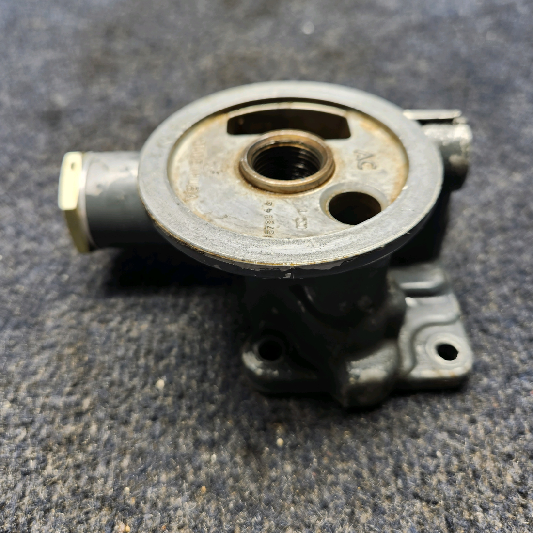 Used aircraft parts for sale, 77852 Lycoming  [part_model] PIPER PA28-140 O-320 OIL FILTER BASE ASSY / VERNATHERM VALVE
