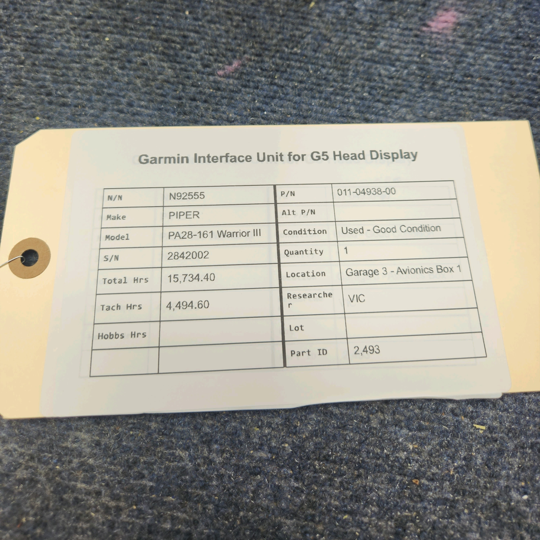 Used aircraft parts for sale, 011-04938-00 Garmin PIPER PA28-161 Warrior III GARMIN INTERFACE UNIT FOR G5 HEAD DISPLAY