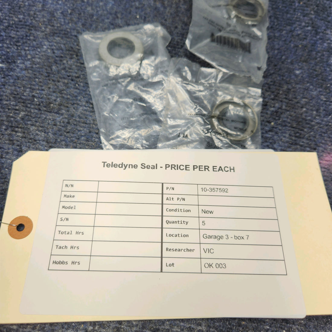 Used aircraft parts for sale, 10-357592 Continental TELEDYNE  SEAL - PRICE PER EACH