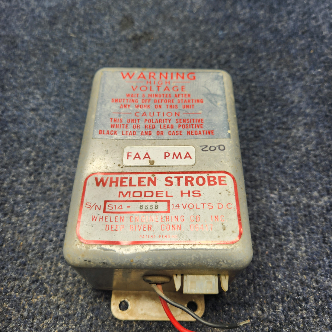Used aircraft parts for sale, A412A HS-DF-14 Whelen Strobe Power Supply WHELEN STROBE LIGHT POWER SUPPLY 14 VOLTS