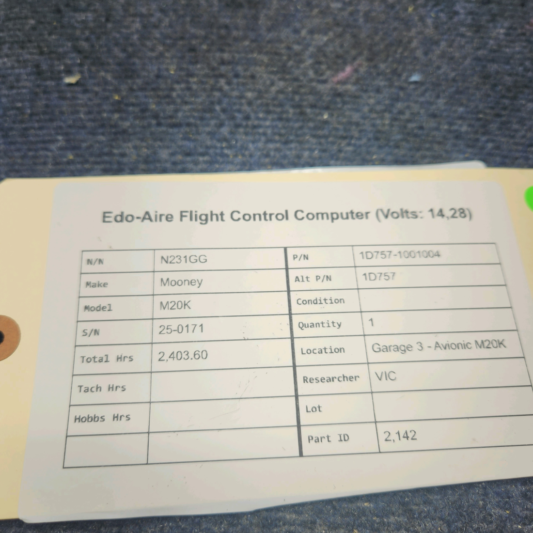 Used aircraft parts for sale, 1D757-1001004 Century Mooney M20K EDO-AIRE FLIGHT CONTROL COMPUTER (VOLTS: 14,28)