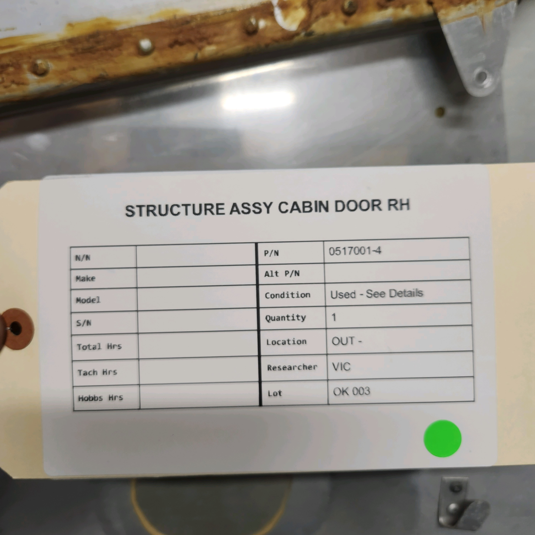 Used aircraft parts for sale, 0517001-4 Cessna STRUCTURE ASSY CABIN DOOR RH