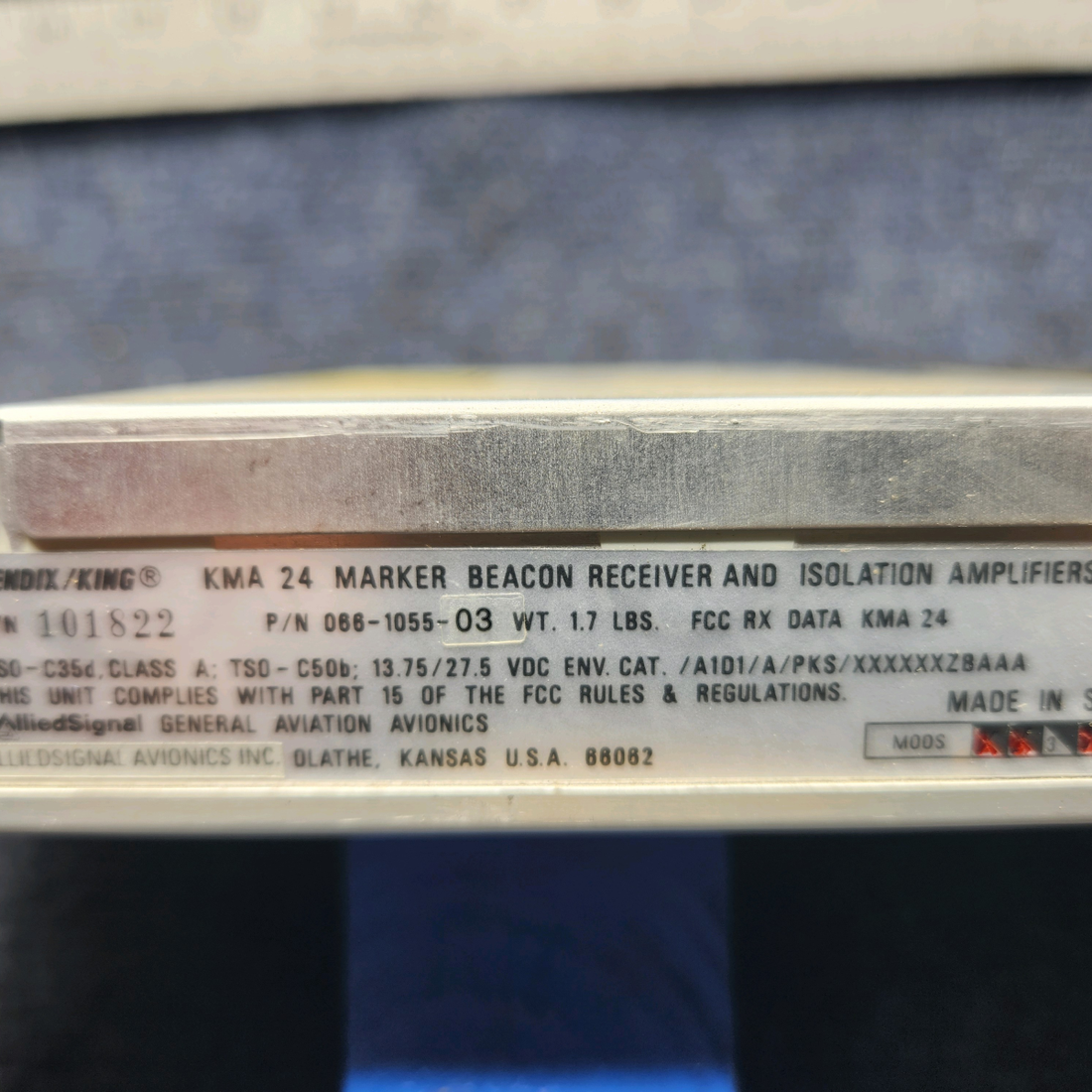 Used aircraft parts for sale, 066-1055-03 Bendix King PIPER PA28-161 Warrior III KMA 24 AUDIO PANEL (14/28V) W/ RACK -CONNECTOR.