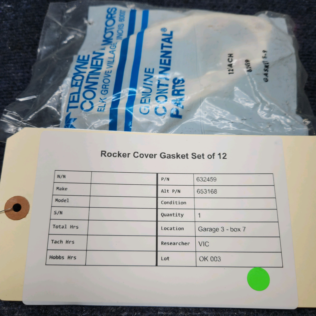 Used aircraft parts for sale, 632459 Continental ROCKER COVER GASKET SET OF 12