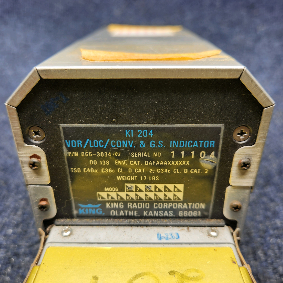 Used aircraft parts for sale, 066-3034-02 Mooney M20J KING KI 294 VOR LOG INDICATOR W/ GS AND CONNECTOR