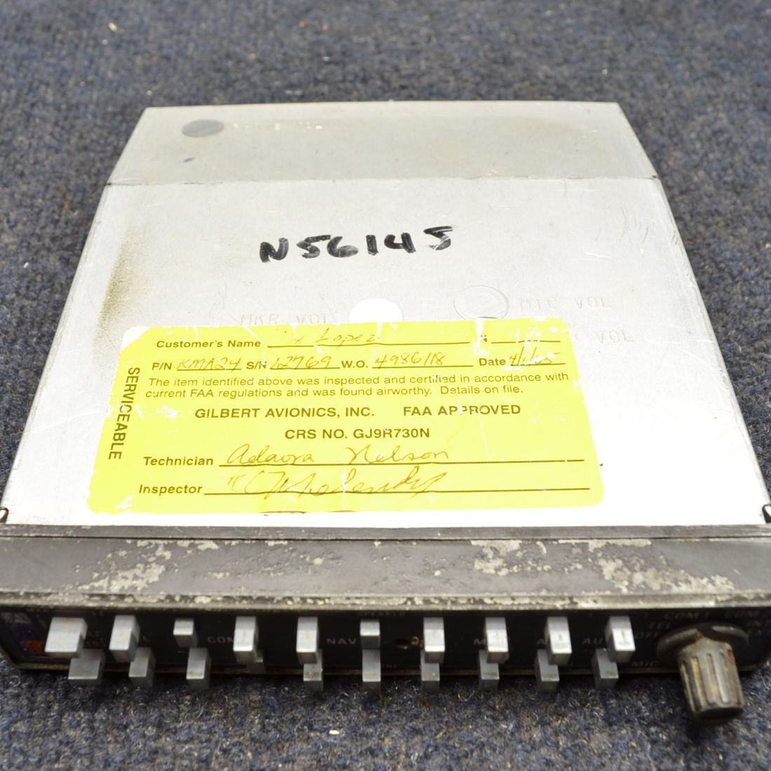 Used aircraft parts for sale, 066-1055-03 Cessna C175 KMA 24 BENDIX KING AUDIO PANEL NO RACK NO CONNECTOR
