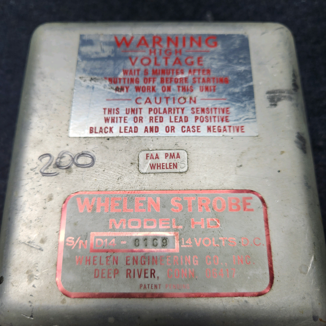 Used aircraft parts for sale, A413T2-14 DF Whelen Strobe Power Supply WHELEN STROBE LIGHT POWER SUPPLY