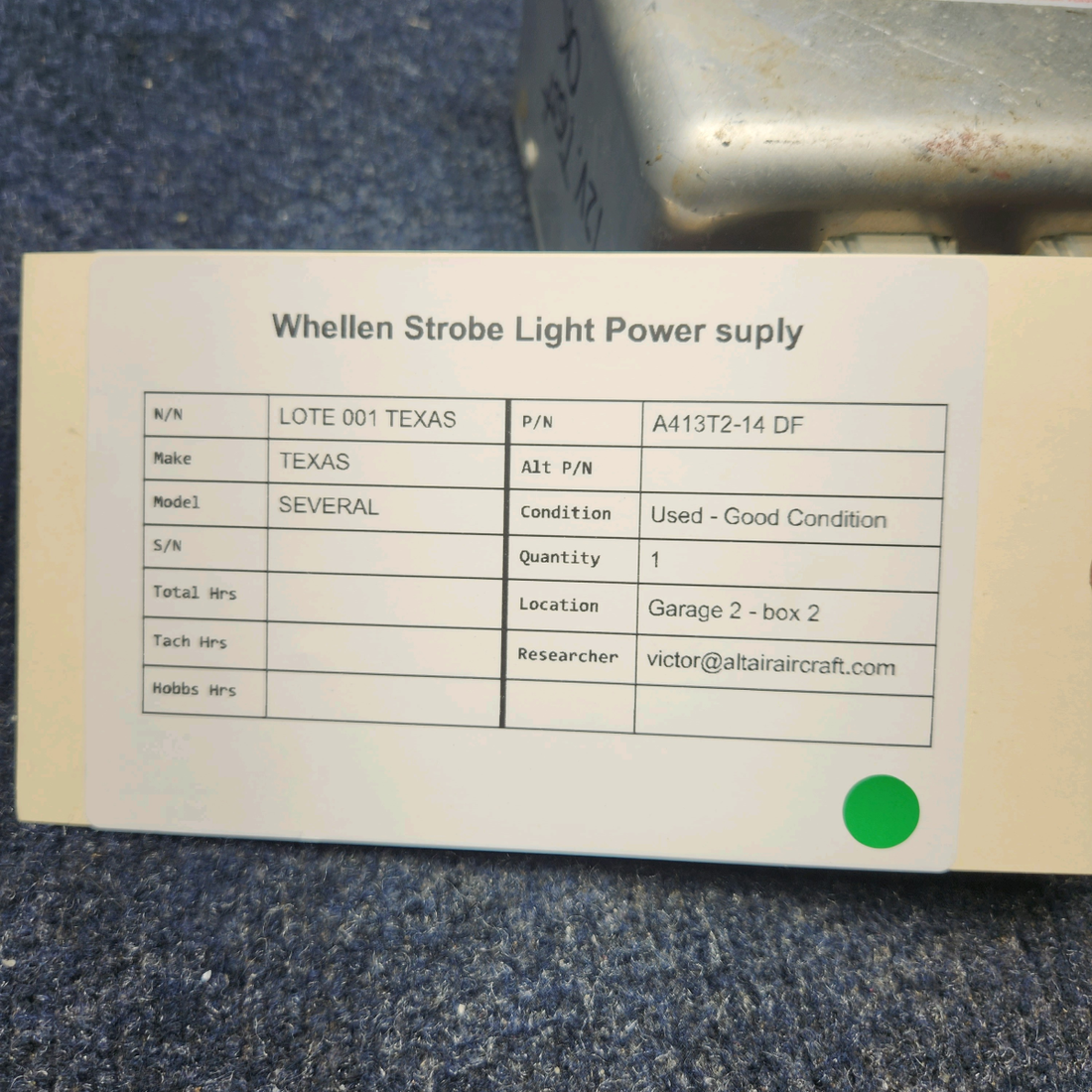 Used aircraft parts for sale, A413T2-14 DF Whelen Strobe Power Supply WHELEN STROBE LIGHT POWER SUPPLY