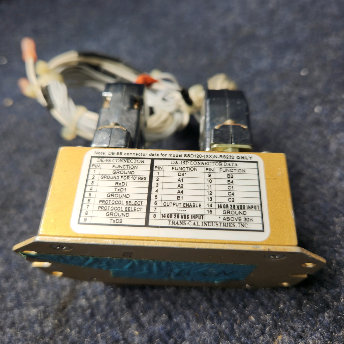 Used aircraft parts for sale, SSD120-(xx)N-RS232 Trans-Cal Industres, Inc  [part_model] Piper PA32RT-300 TRANS-CAL SSD120 ALTITUDE DIGITALIZER
