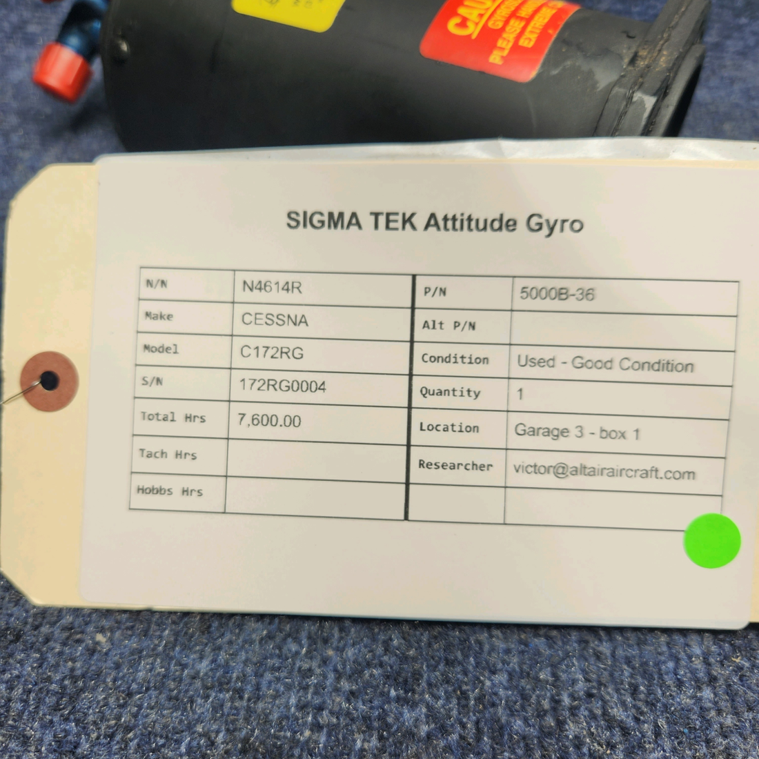 Used aircraft parts for sale, 5000B-36 Sigma TEK CESSNA C172RG ATTITUDE GYRO