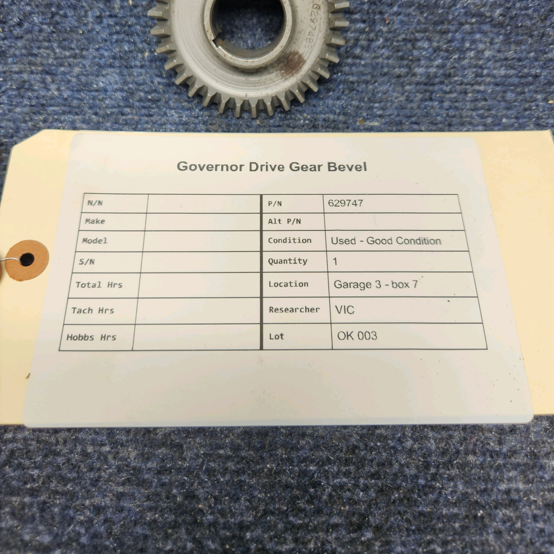 Used aircraft parts for sale, 629747 Continental GOVERNOR DRIVE GEAR BEVEL