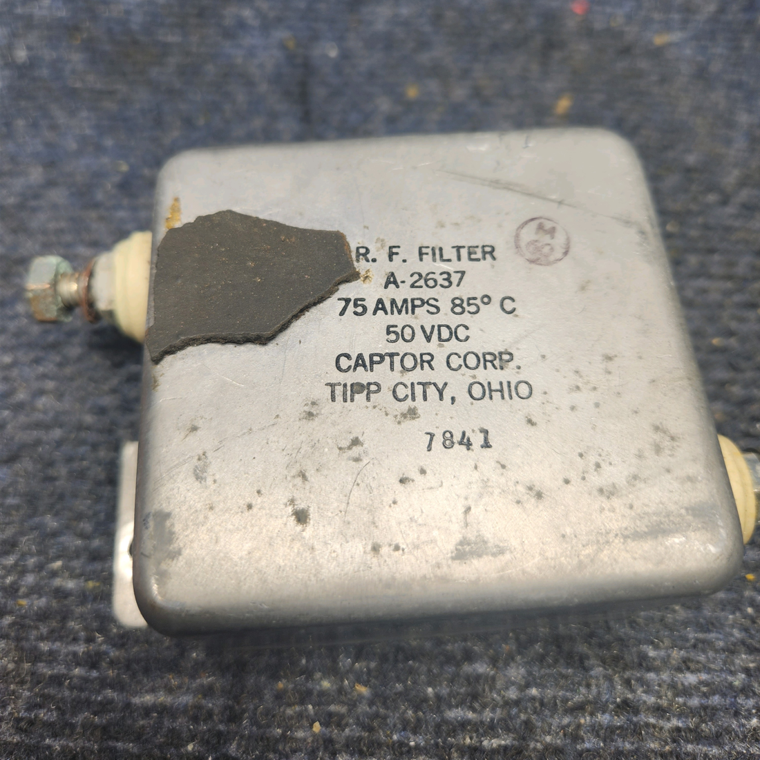 Used aircraft parts for sale, A-2637 Mooney M20K CAPTOR RF FILTER (VOLTS: 50, AMPS: 80)